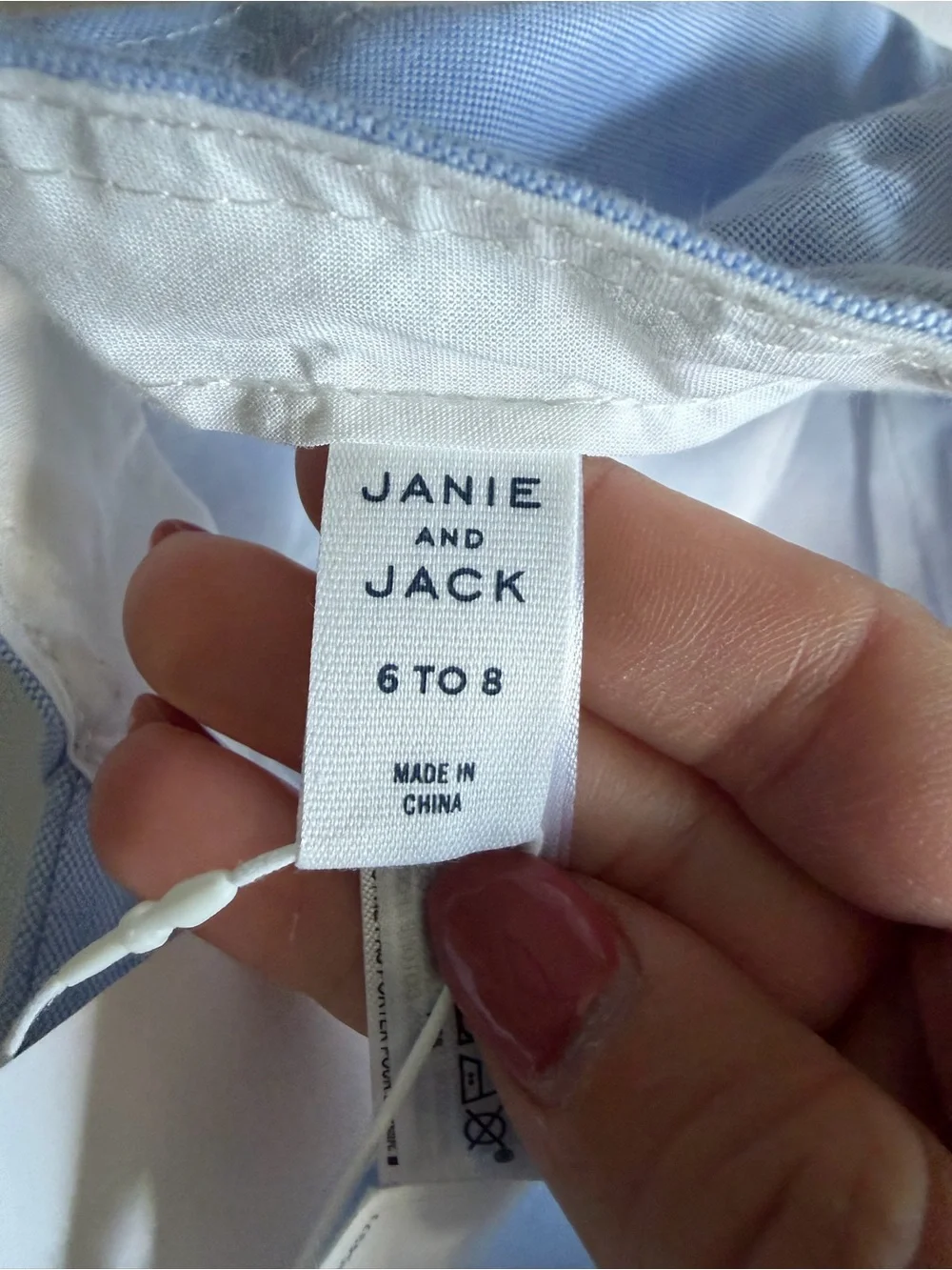 NWT Janie and Jack American Flag Embroidery Light Blue Oxford Baseball Cap